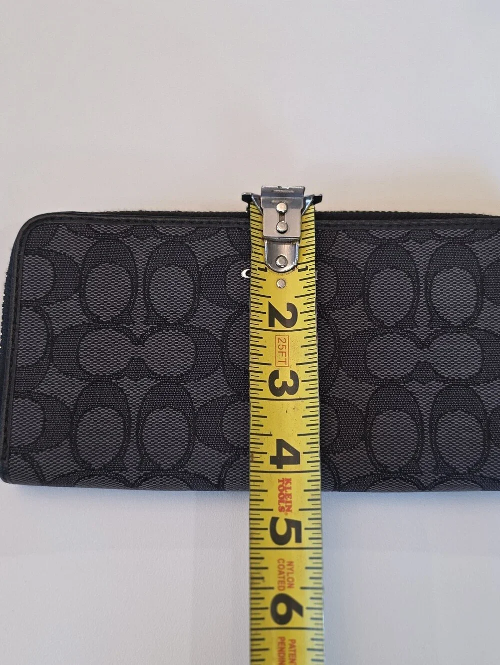 Coach Black Long Wallet Zip Around in Signature Canvas All Over 